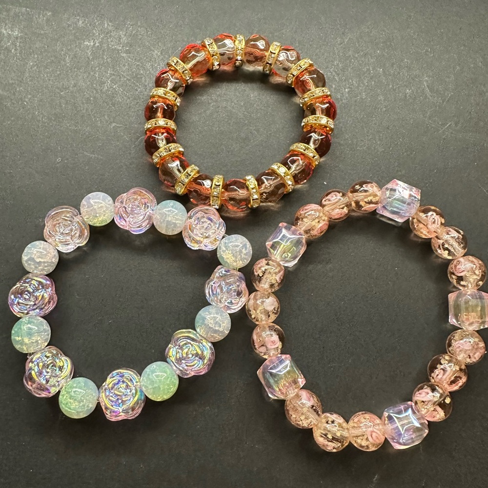 Hand Crafted Radiant Beaded Bracelet Trio